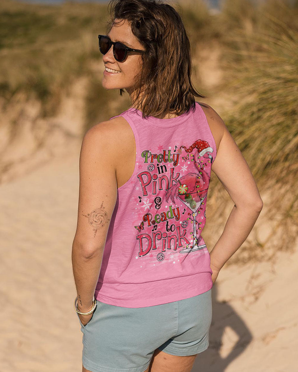 PRETTY IN PINK FLAMINGO CHRISTMAS  ALL OVER PRINT - TLNO1210241
