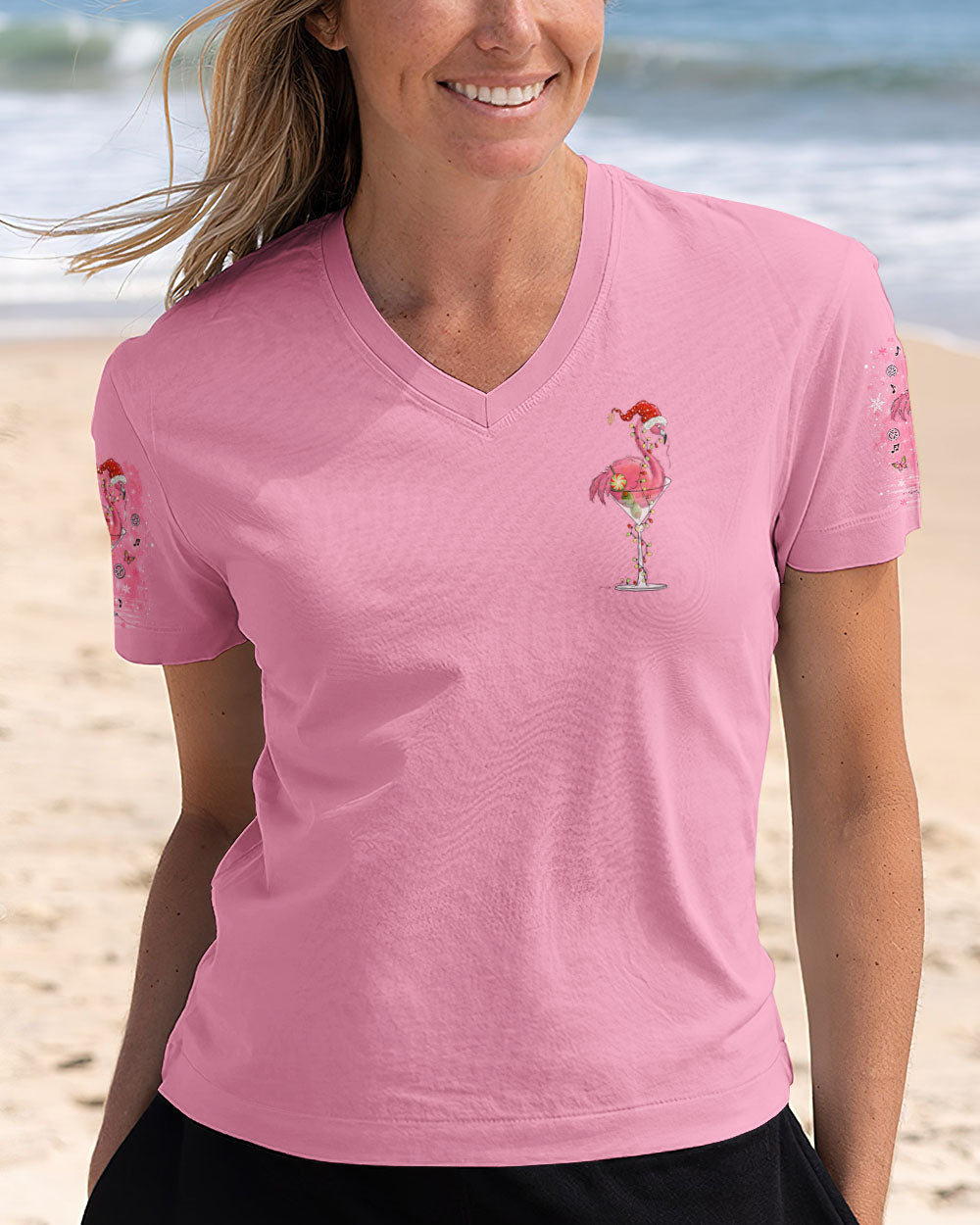 PRETTY IN PINK FLAMINGO CHRISTMAS  ALL OVER PRINT - TLNO1210241