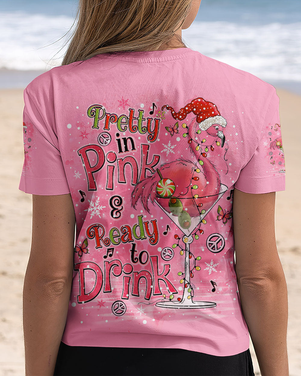 PRETTY IN PINK FLAMINGO CHRISTMAS  ALL OVER PRINT - TLNO1210241