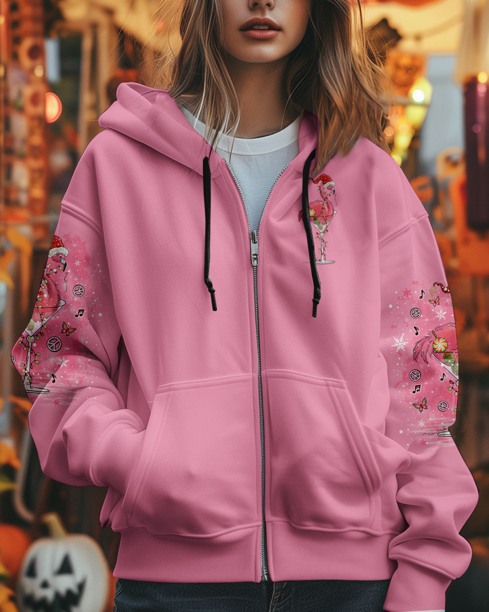 PRETTY IN PINK FLAMINGO CHRISTMAS  ALL OVER PRINT - TLNO1210241