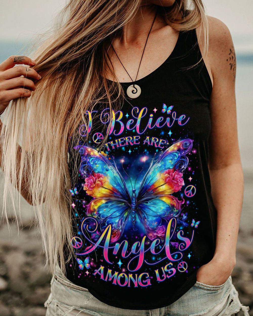 I BELIEVE THERE ARE ANGELS AMONG US BUTTERFLY ALL OVER PRINT - TLNO1305241