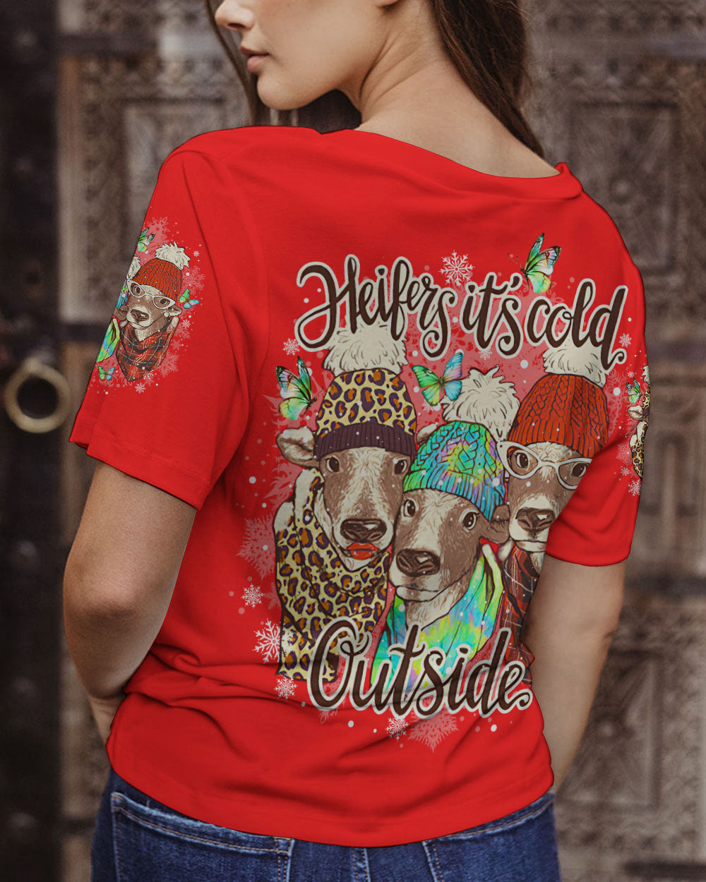 HEIFERS IT'S COLD OUTSIDE COW CHRISTMAS ALL OVER PRINT - TLNO1309232
