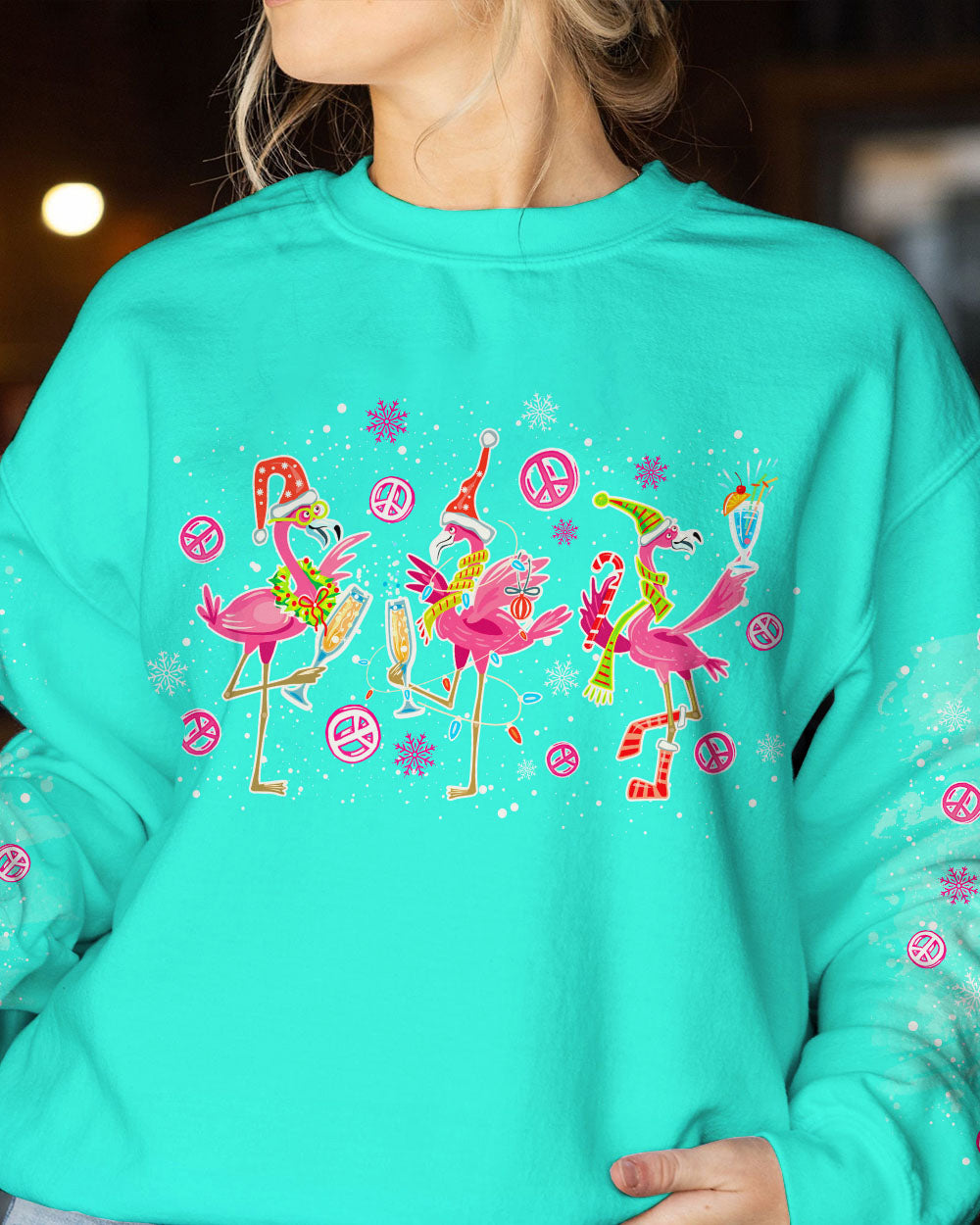 LET'S GO GIRLS FLAMINGO CHRISTMAS ALL OVER PRINT - TLNO1310231