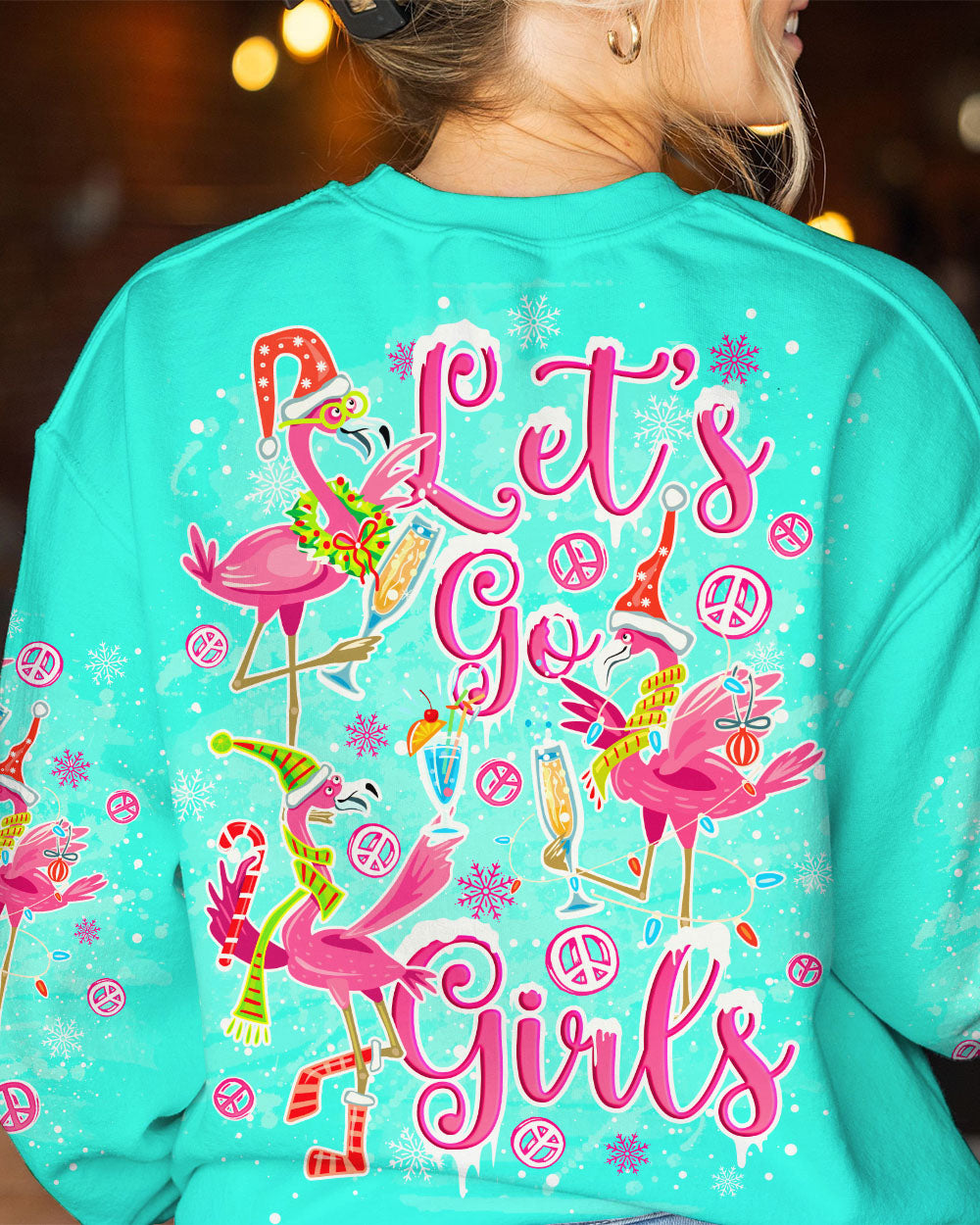 LET'S GO GIRLS FLAMINGO CHRISTMAS ALL OVER PRINT - TLNO1310231