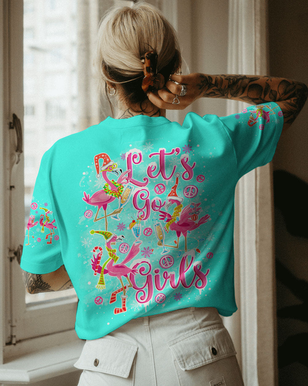 LET'S GO GIRLS FLAMINGO CHRISTMAS ALL OVER PRINT - TLNO1310231