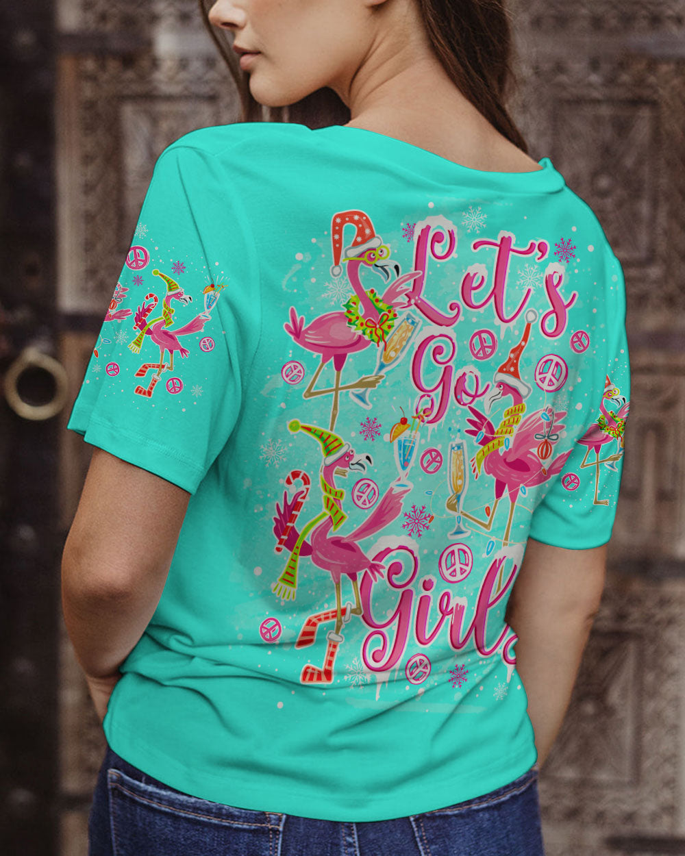 LET'S GO GIRLS FLAMINGO CHRISTMAS ALL OVER PRINT - TLNO1310231