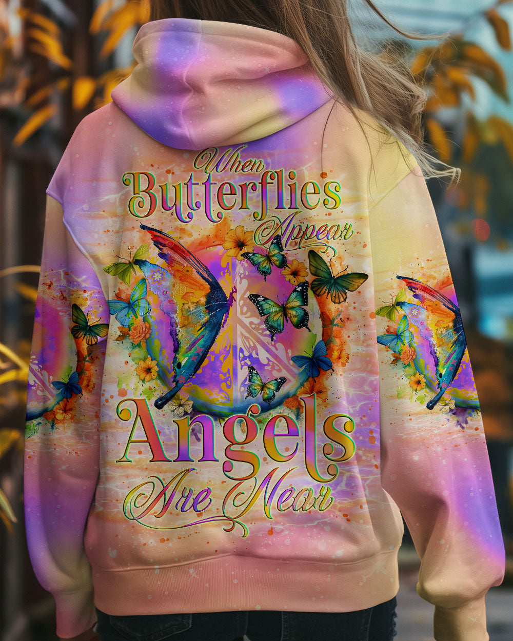 WHEN BUTTERFLIES APPEAR ANGELS ARE NEAR ALL OVER PRINT - TLNO1401252