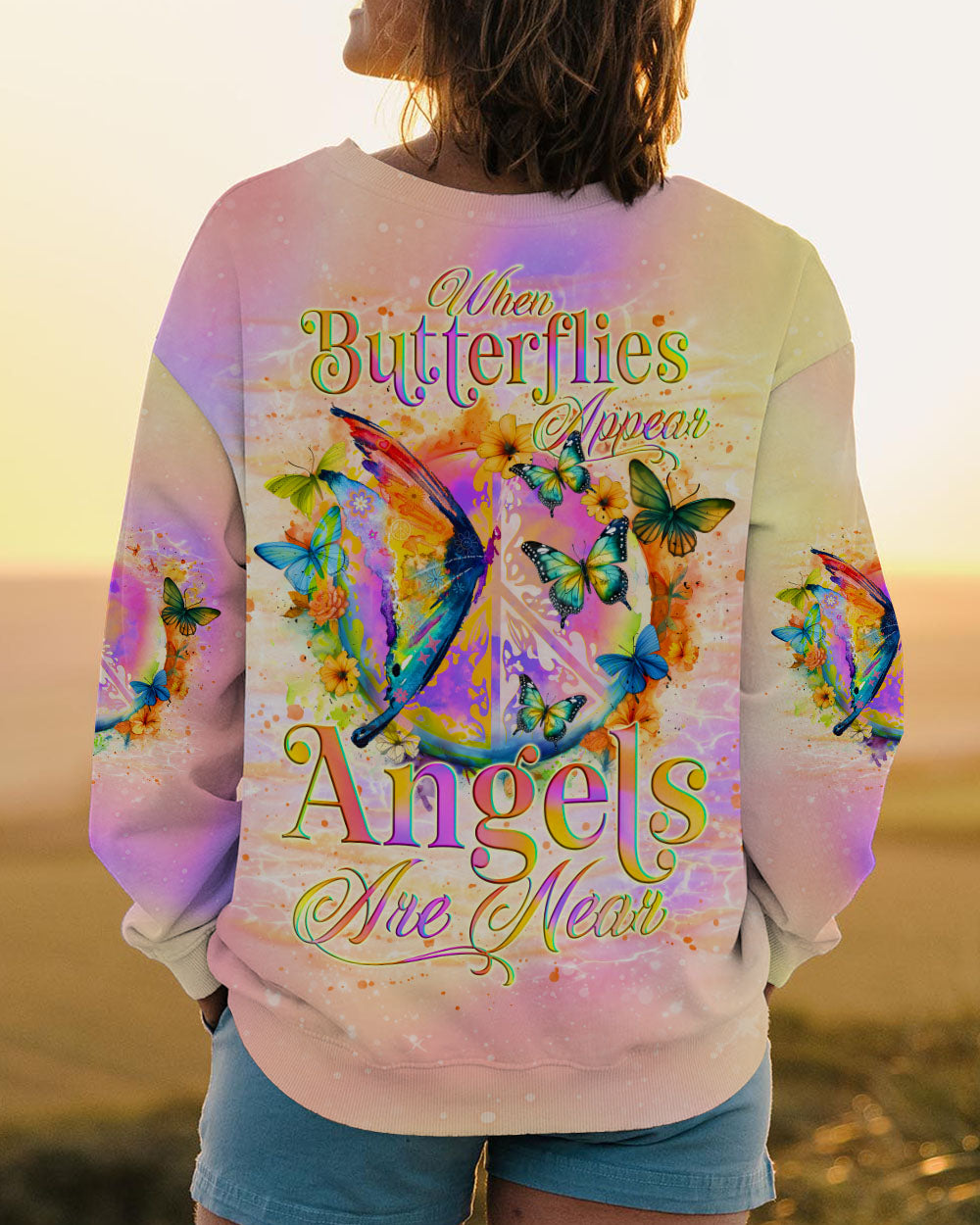 WHEN BUTTERFLIES APPEAR ANGELS ARE NEAR ALL OVER PRINT - TLNO1401252