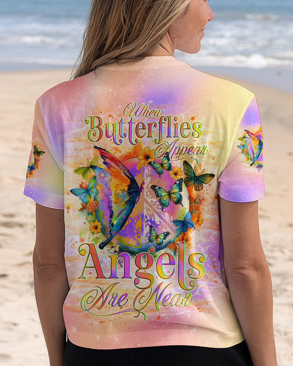 WHEN BUTTERFLIES APPEAR ANGELS ARE NEAR ALL OVER PRINT - TLNO1401252