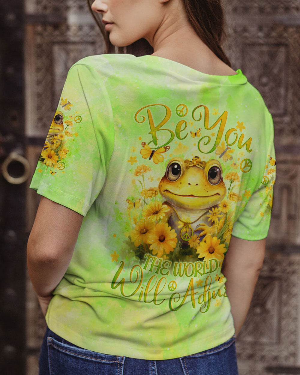 BE YOU THE WORLD WILL ADJUST FROG ALL OVER PRINT - TLNO1412231
