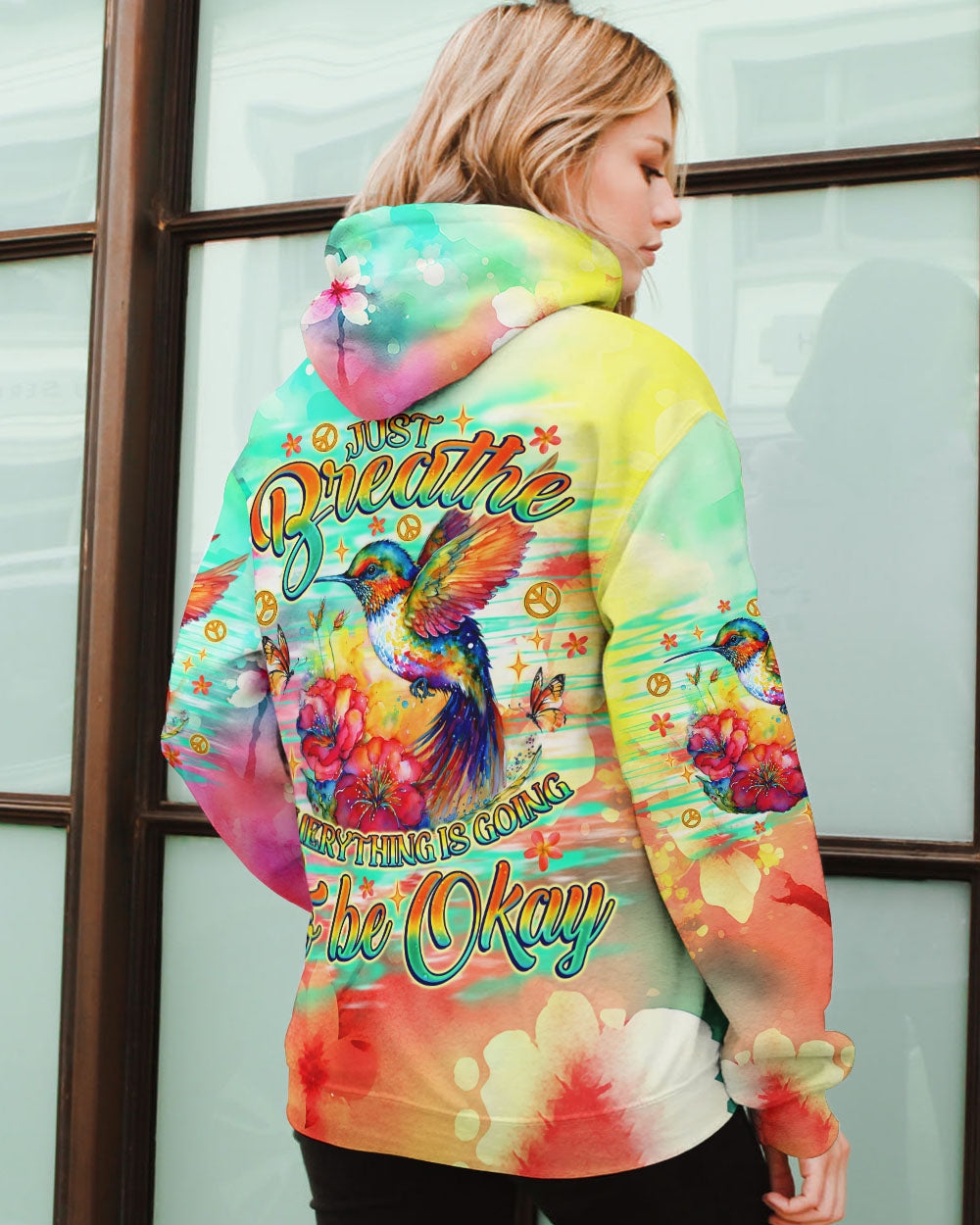 JUST BREATHE HUMMINGBIRD ALL OVER PRINT - TLNO1507243