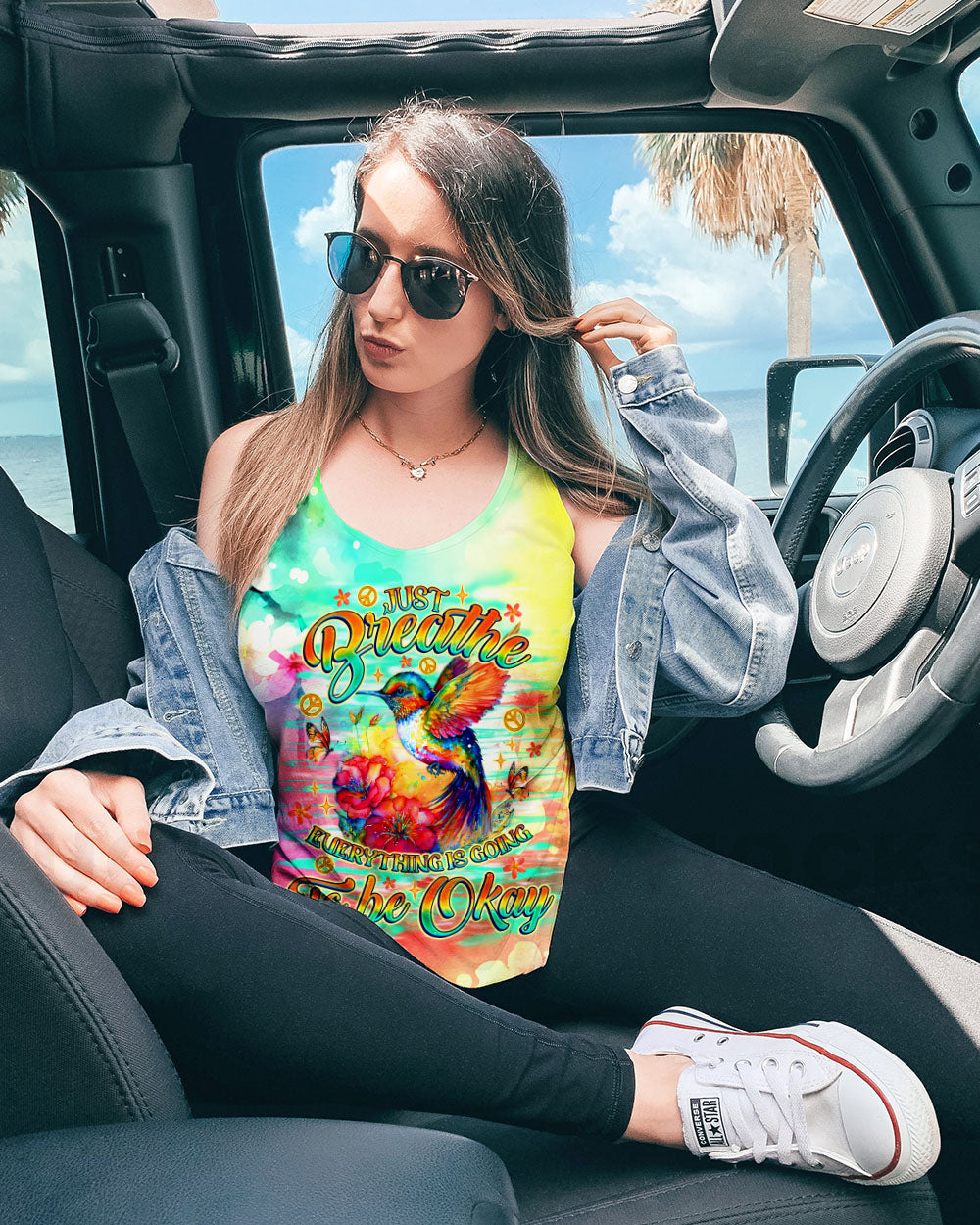 JUST BREATHE HUMMINGBIRD ALL OVER PRINT - TLNO1507243