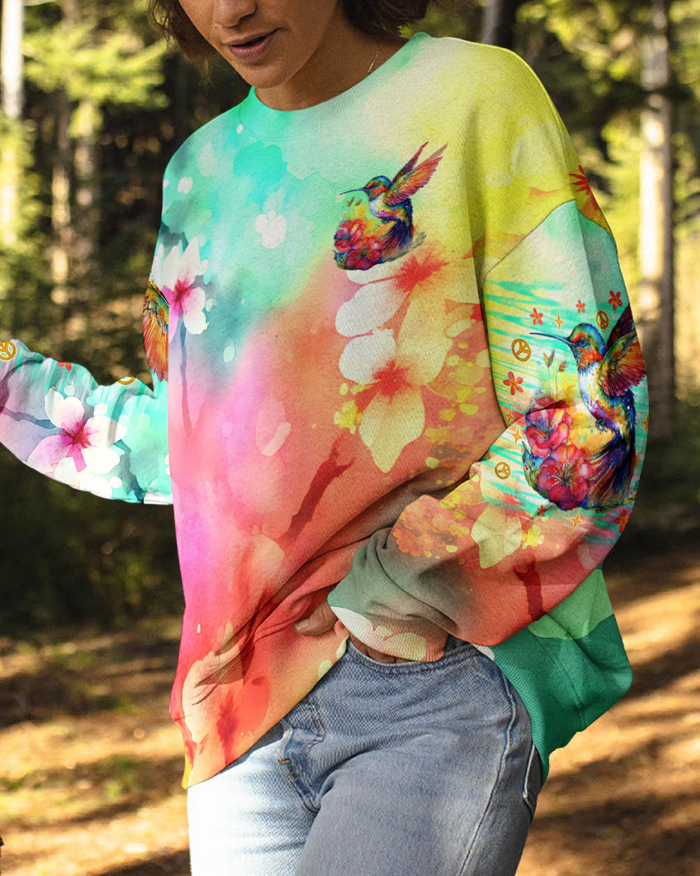 JUST BREATHE HUMMINGBIRD ALL OVER PRINT - TLNO1507243