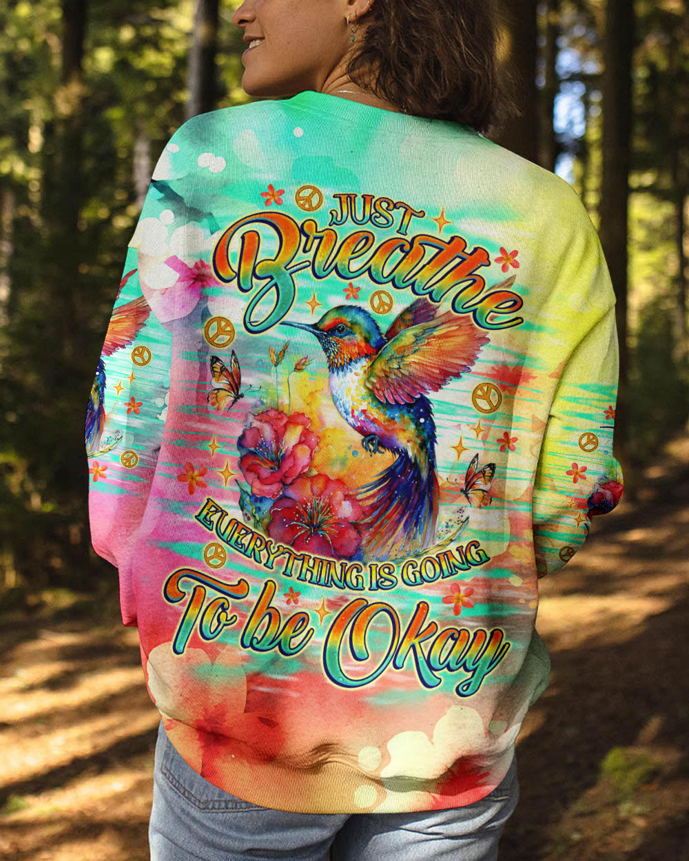 JUST BREATHE HUMMINGBIRD ALL OVER PRINT - TLNO1507243