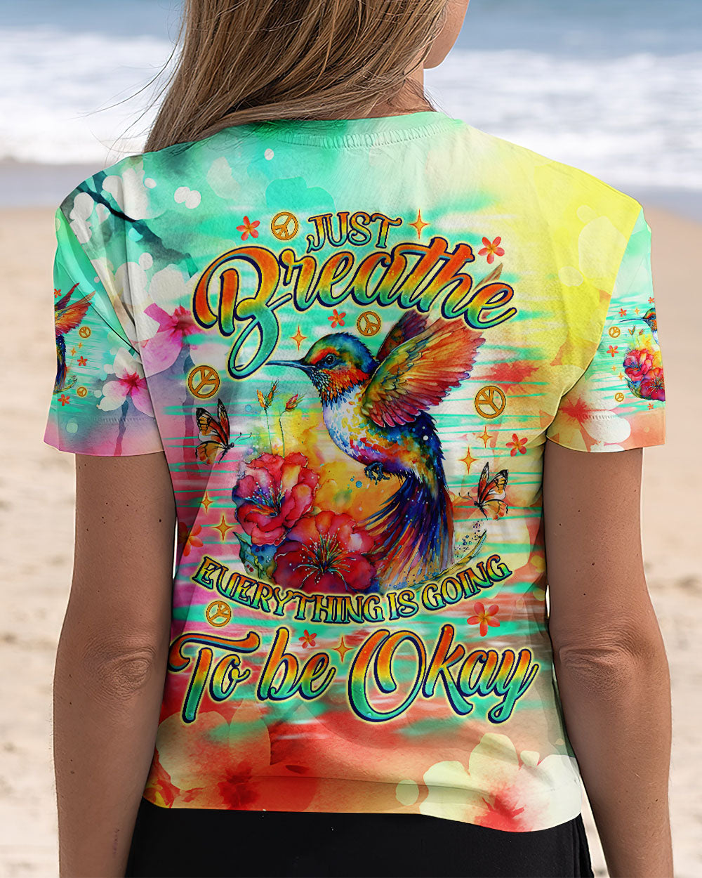 JUST BREATHE HUMMINGBIRD ALL OVER PRINT - TLNO1507243