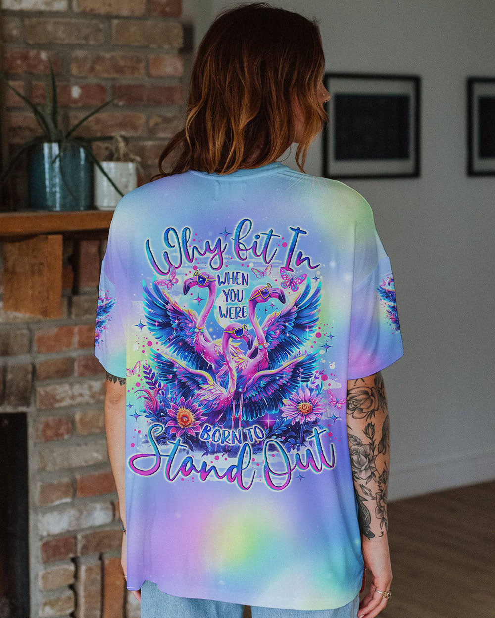 BORN TO STAND OUT FLAMINGO ALL OVER PRINT - TLNO1604242
