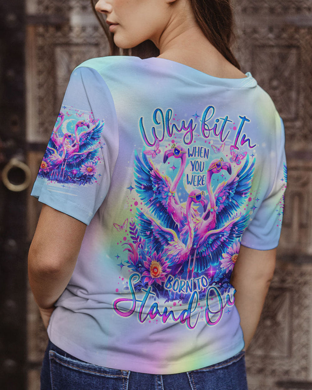 BORN TO STAND OUT FLAMINGO ALL OVER PRINT - TLNO1604242