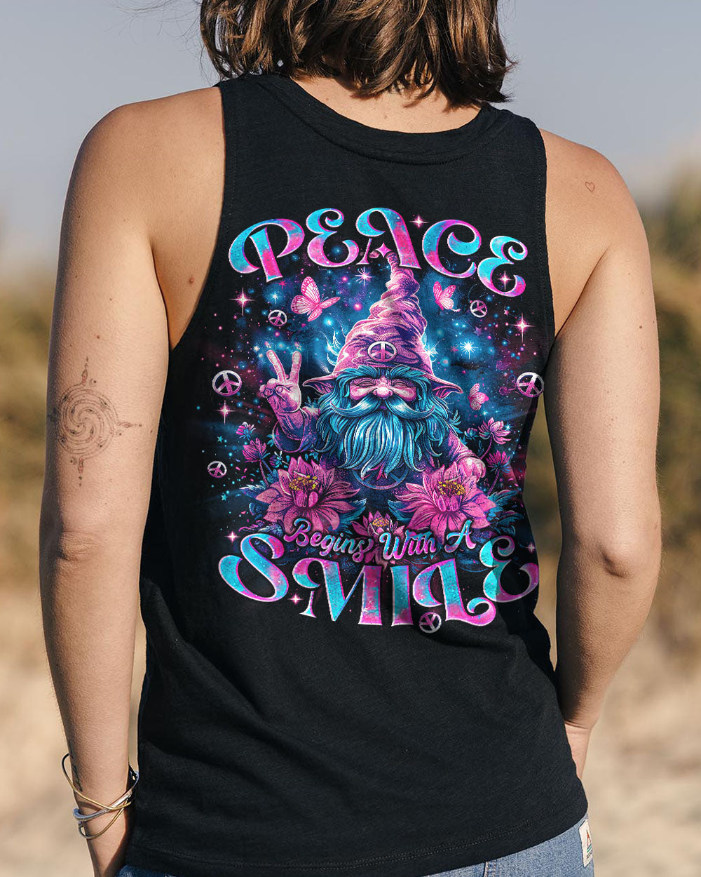 PEACE BEGINS WITH A SMILE GNOME ALL OVER PRINT - TLNO1704249