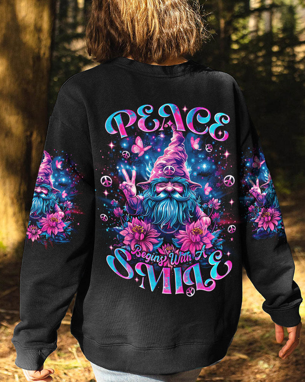 PEACE BEGINS WITH A SMILE GNOME ALL OVER PRINT - TLNO1704249