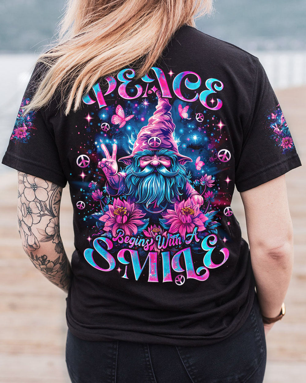 PEACE BEGINS WITH A SMILE GNOME ALL OVER PRINT - TLNO1704249