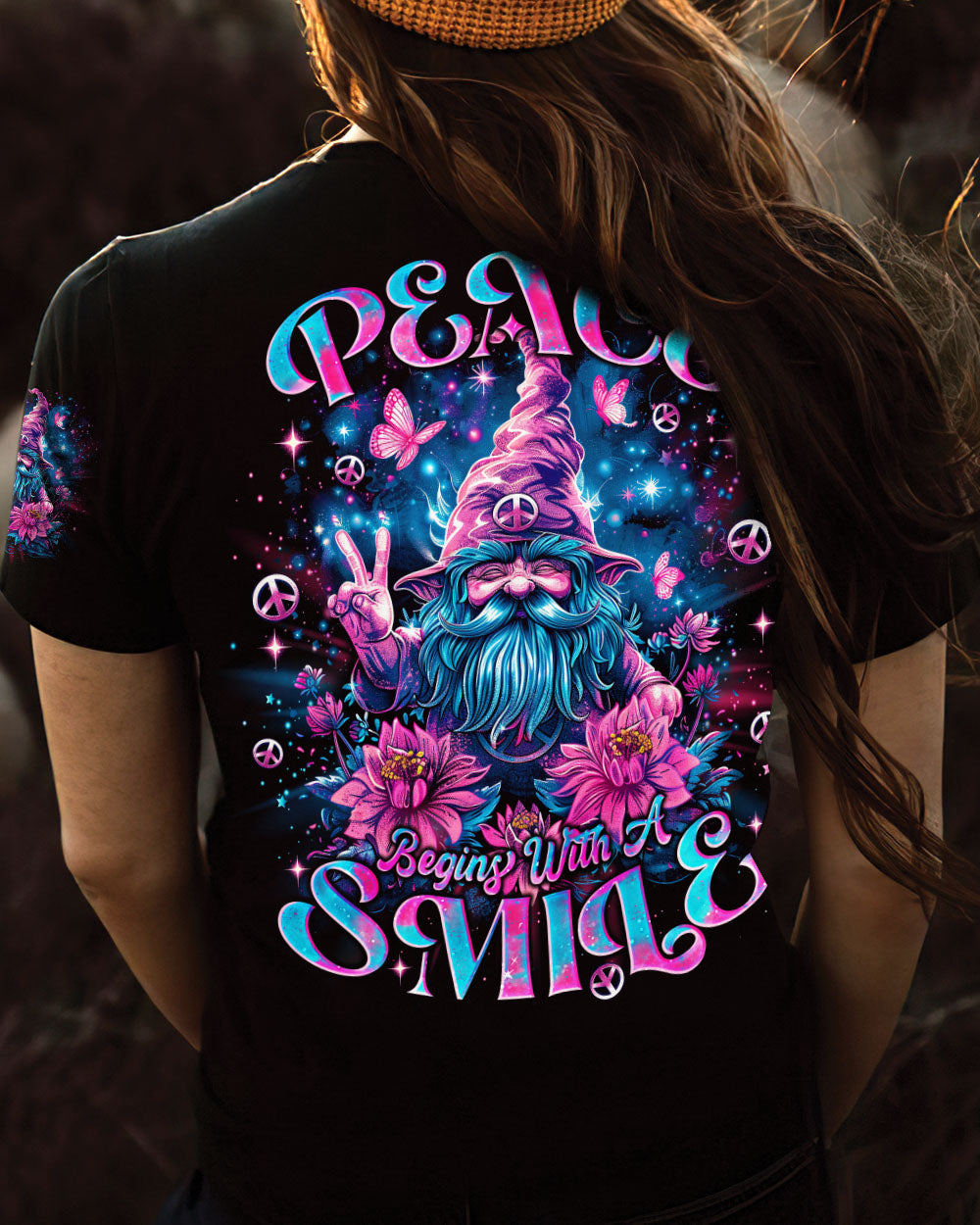 PEACE BEGINS WITH A SMILE GNOME ALL OVER PRINT - TLNO1704249