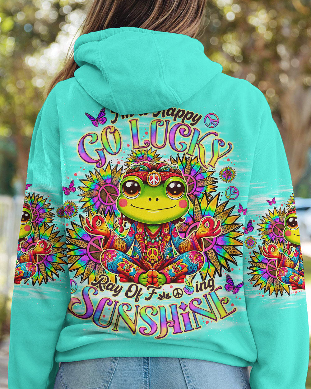 I'M A HAPPY GO LUCKY FROG SUNFLOWER ALL OVER PRINT - TLNO1706242
