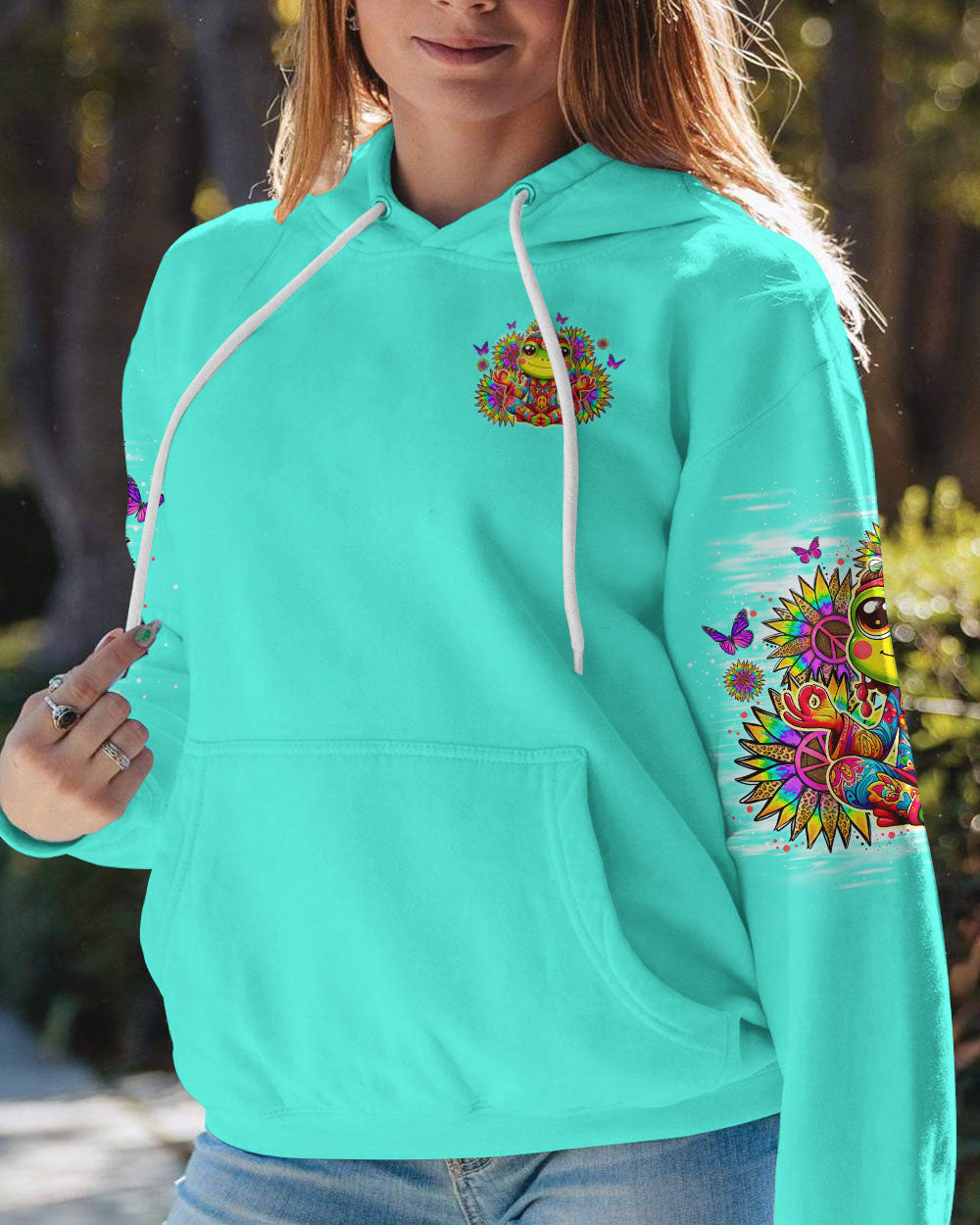 I'M A HAPPY GO LUCKY FROG SUNFLOWER ALL OVER PRINT - TLNO1706242