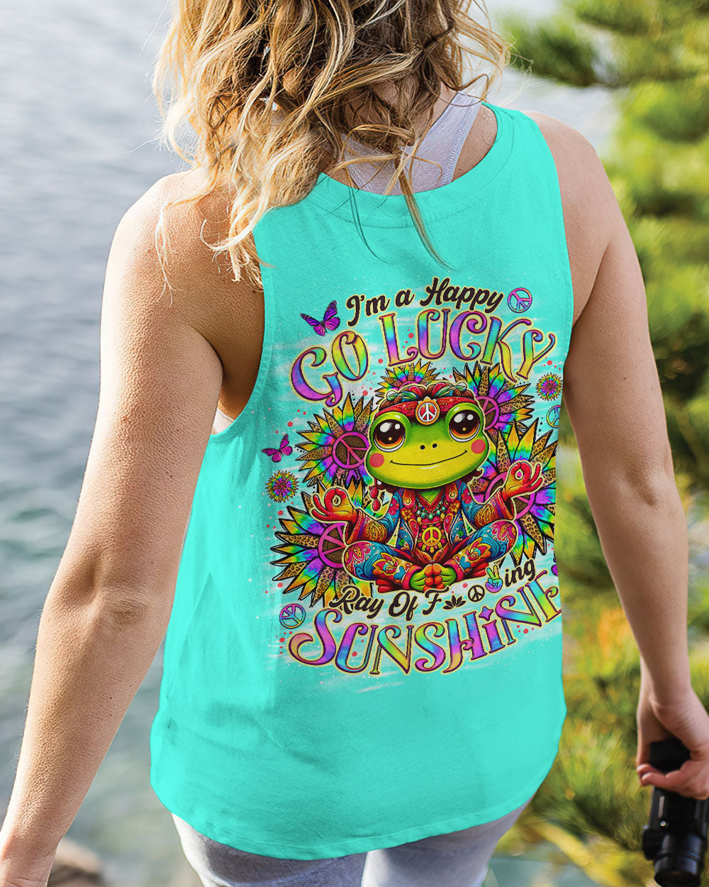 I'M A HAPPY GO LUCKY FROG SUNFLOWER ALL OVER PRINT - TLNO1706242