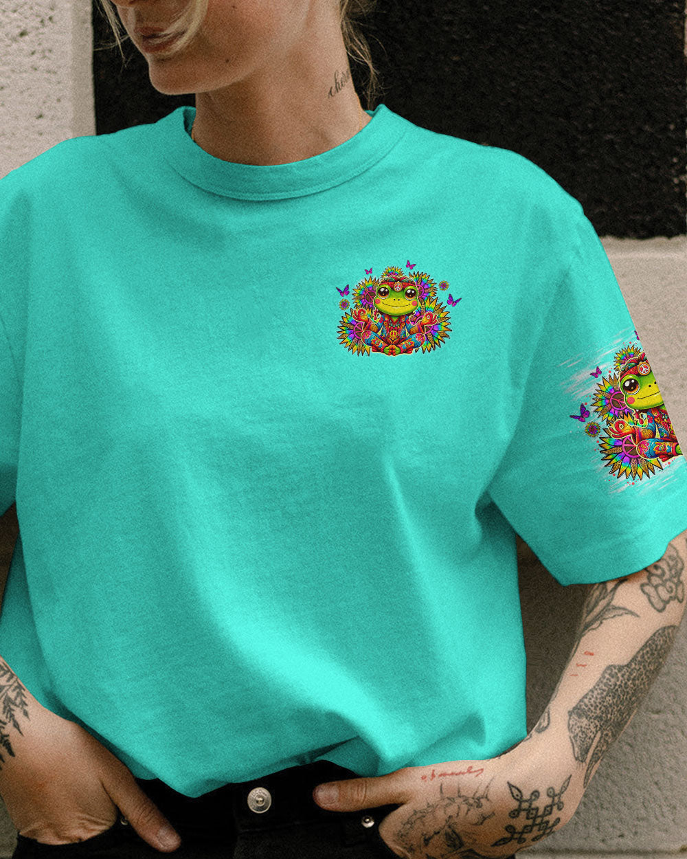 I'M A HAPPY GO LUCKY FROG SUNFLOWER ALL OVER PRINT - TLNO1706242