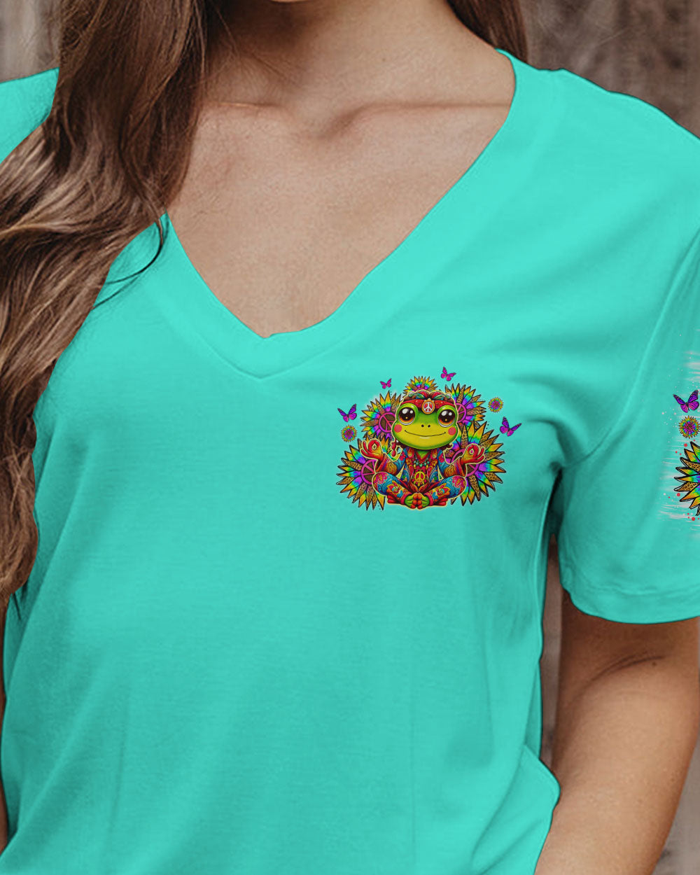 I'M A HAPPY GO LUCKY FROG SUNFLOWER ALL OVER PRINT - TLNO1706242