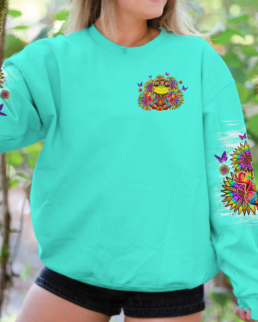 I'M A HAPPY GO LUCKY FROG SUNFLOWER ALL OVER PRINT - TLNO1706242