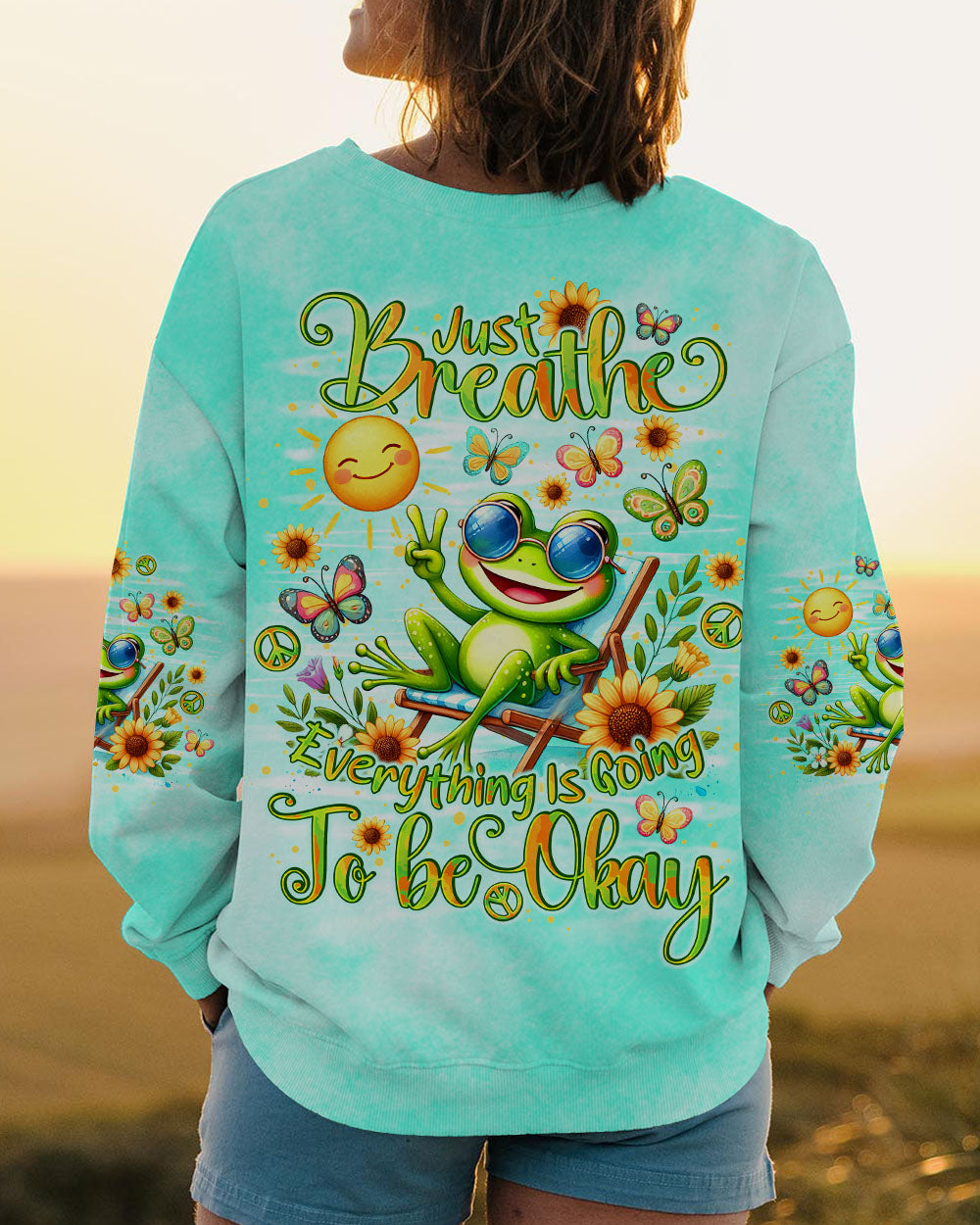 JUST BREATHE FROG ALL OVER PRINT - TLNO1707243