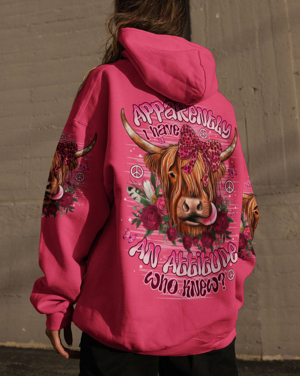 APPARENTLY I HAVE AN ATTITUDE WHO KNEW COW ALL OVER PRINT  - TLNO1712251