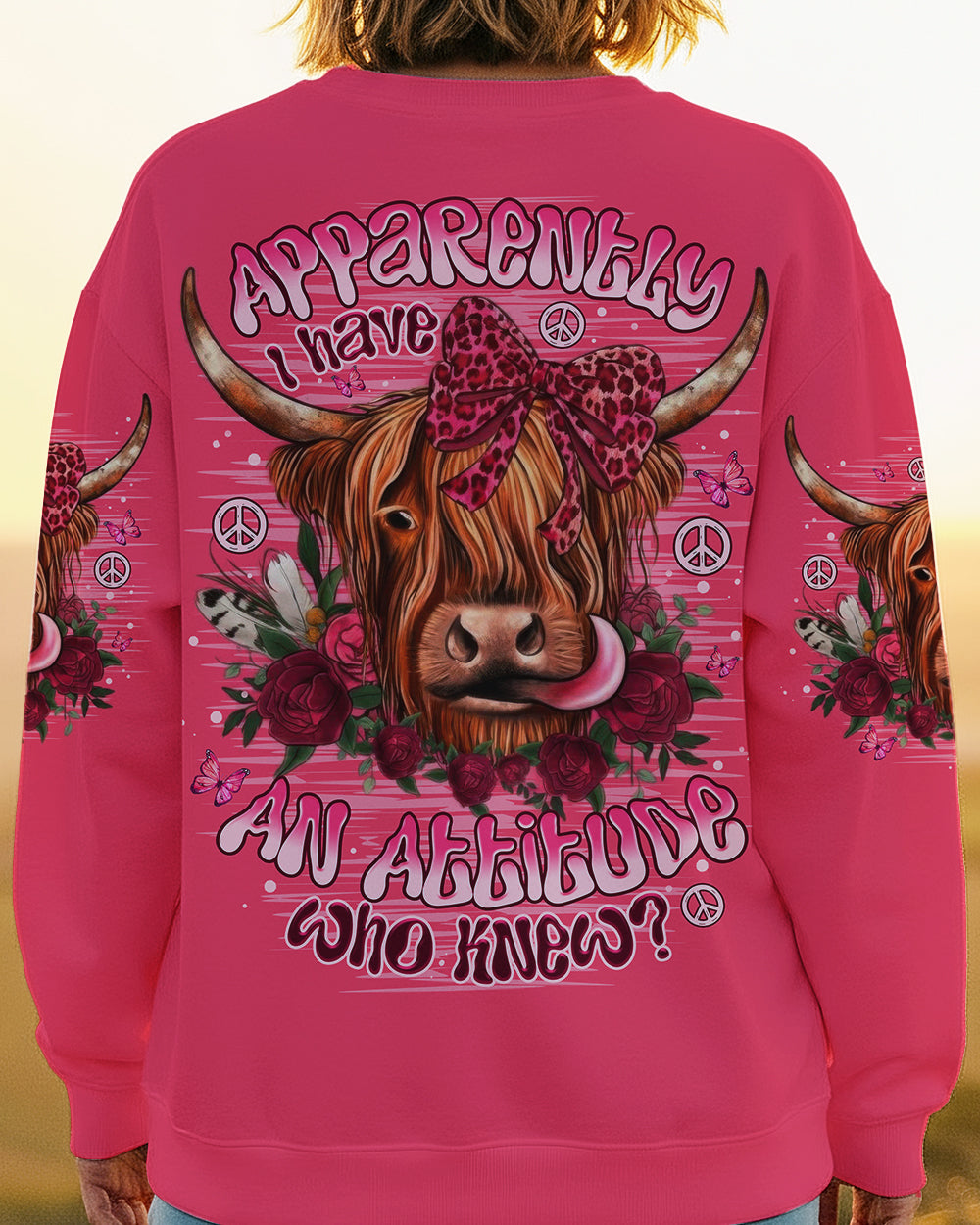 APPARENTLY I HAVE AN ATTITUDE WHO KNEW COW ALL OVER PRINT  - TLNO1712251