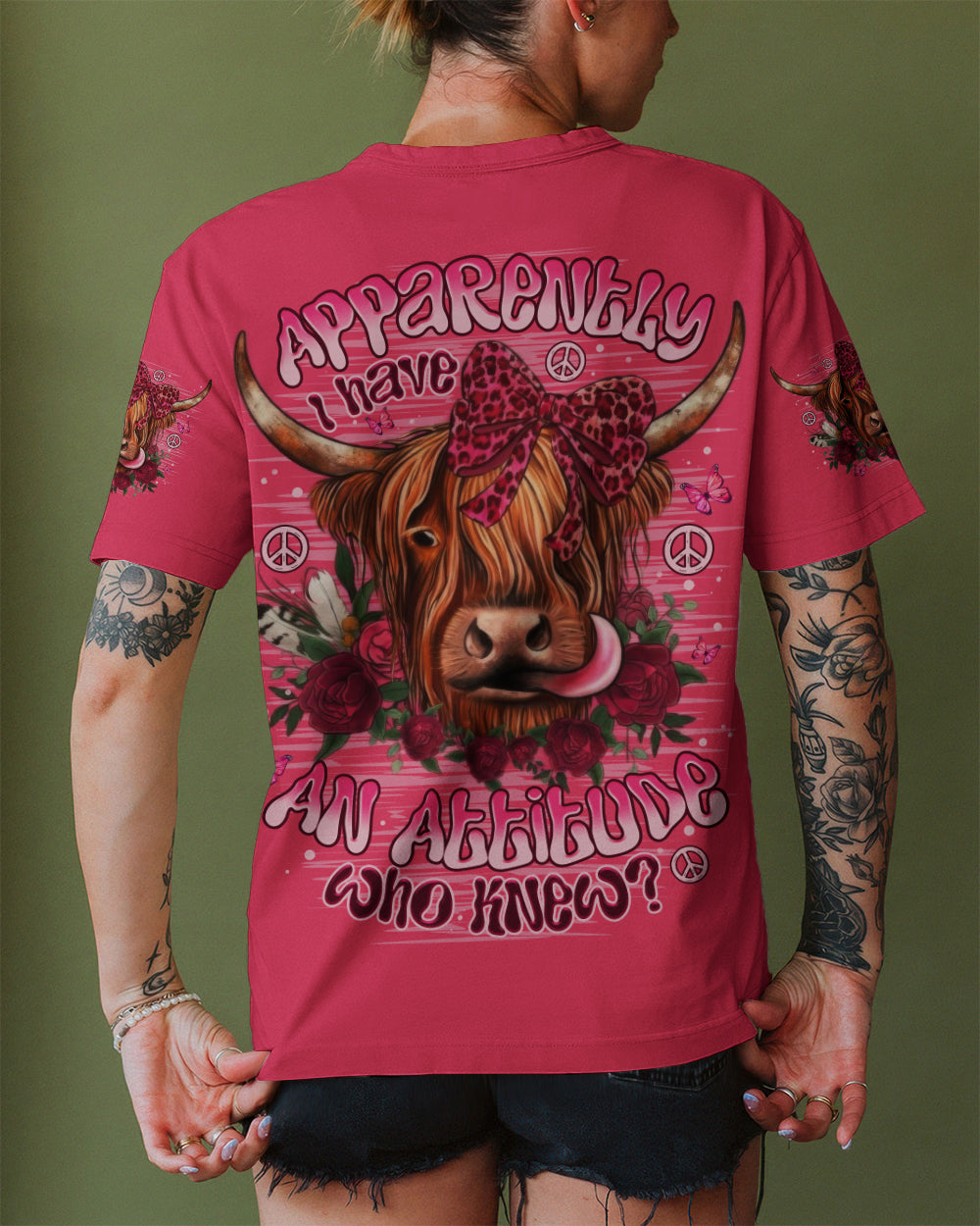 APPARENTLY I HAVE AN ATTITUDE WHO KNEW COW ALL OVER PRINT  - TLNO1712251
