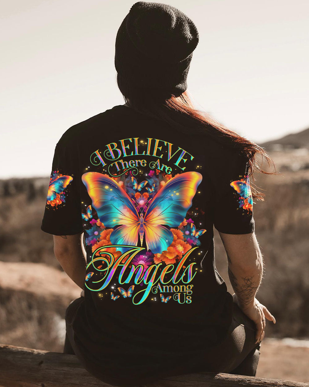 I BELIEVE THERE ARE ANGELS AMONG US BUTTERFLY ALL OVER PRINT - TLNO1807231