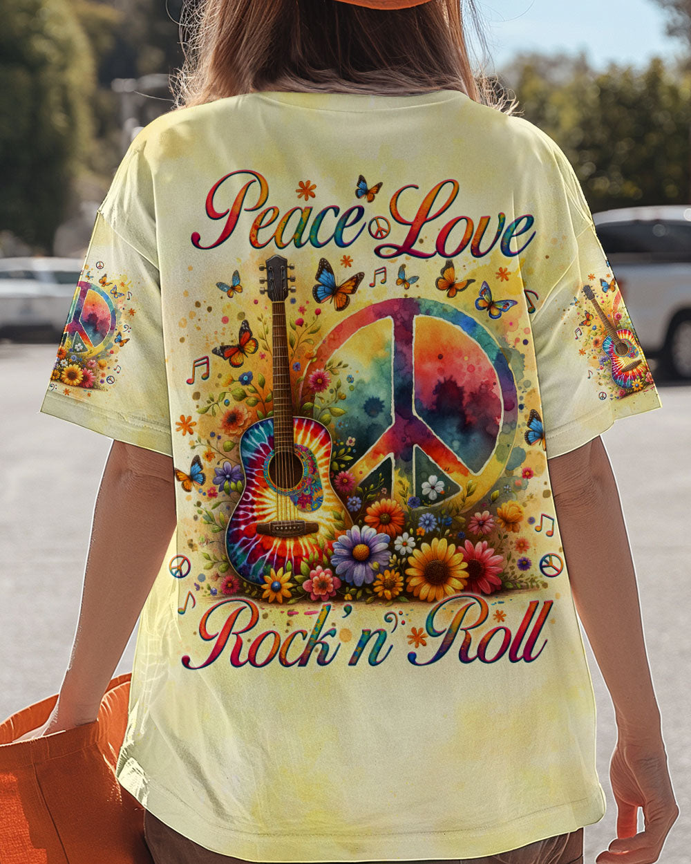 PEACE LOVE ROCK'N ROLL GUITAR ALL OVER PRINT - TLNO1809243
