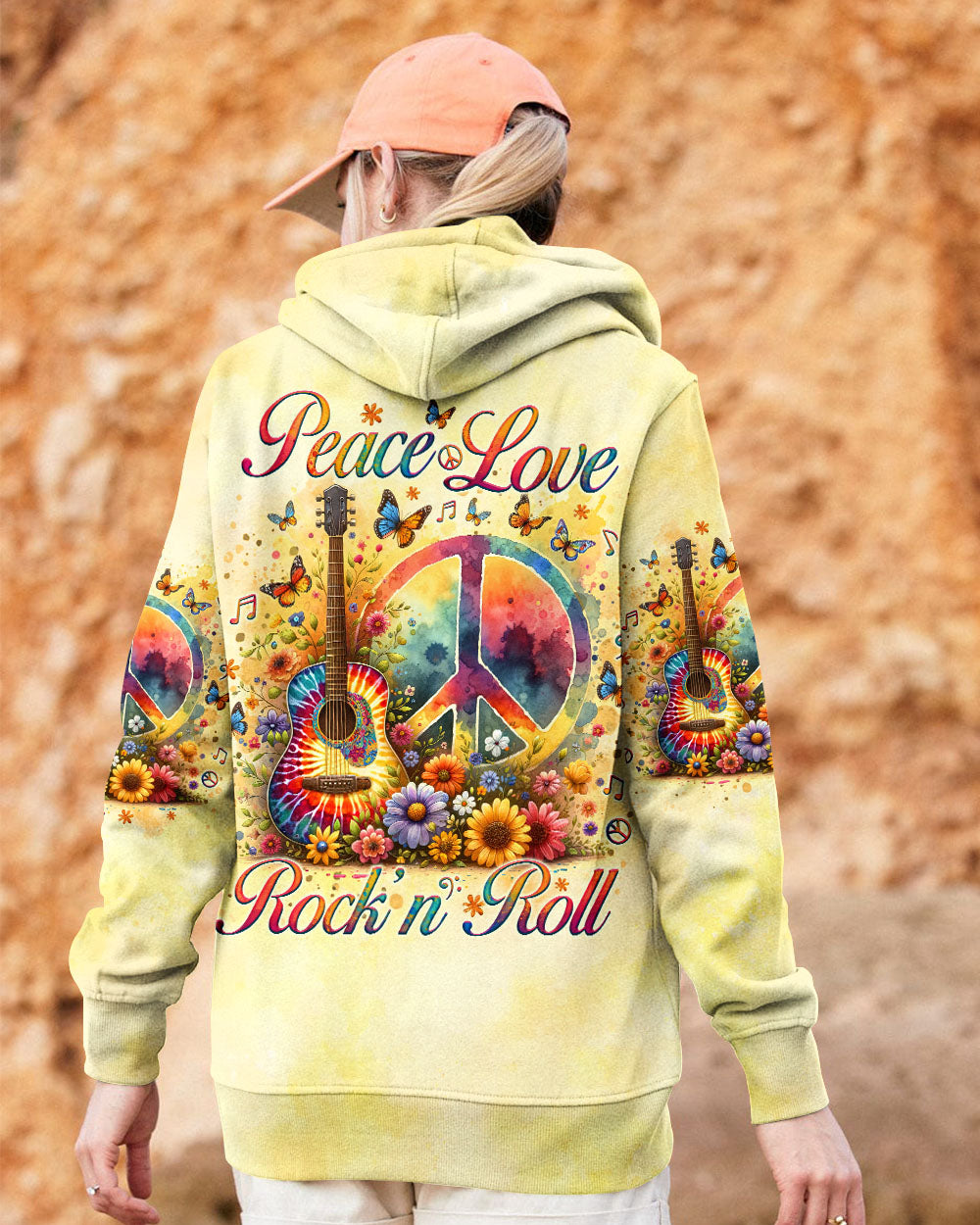 PEACE LOVE ROCK'N ROLL GUITAR ALL OVER PRINT - TLNO1809243