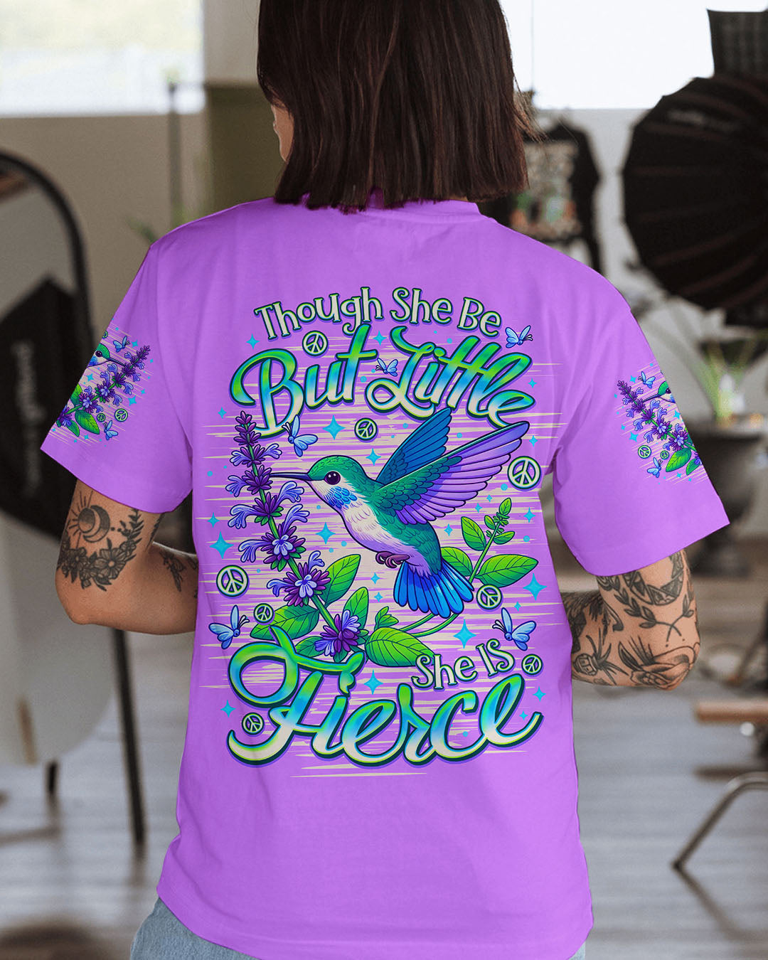 THOUGH SHE BE BUT LITTLE SHE IS FIERCE HUMMINGBIRD ALL OVER PRINT  - TLNO1809253