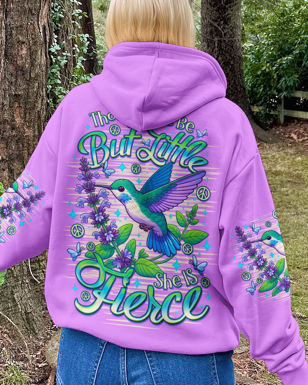 THOUGH SHE BE BUT LITTLE SHE IS FIERCE HUMMINGBIRD ALL OVER PRINT  - TLNO1809253