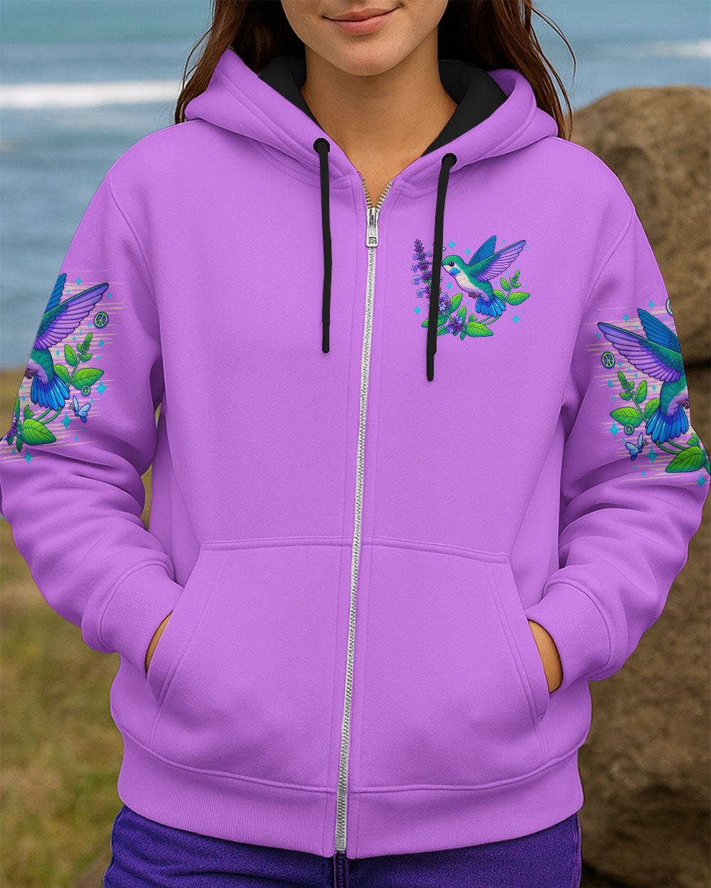 THOUGH SHE BE BUT LITTLE SHE IS FIERCE HUMMINGBIRD ALL OVER PRINT  - TLNO1809253