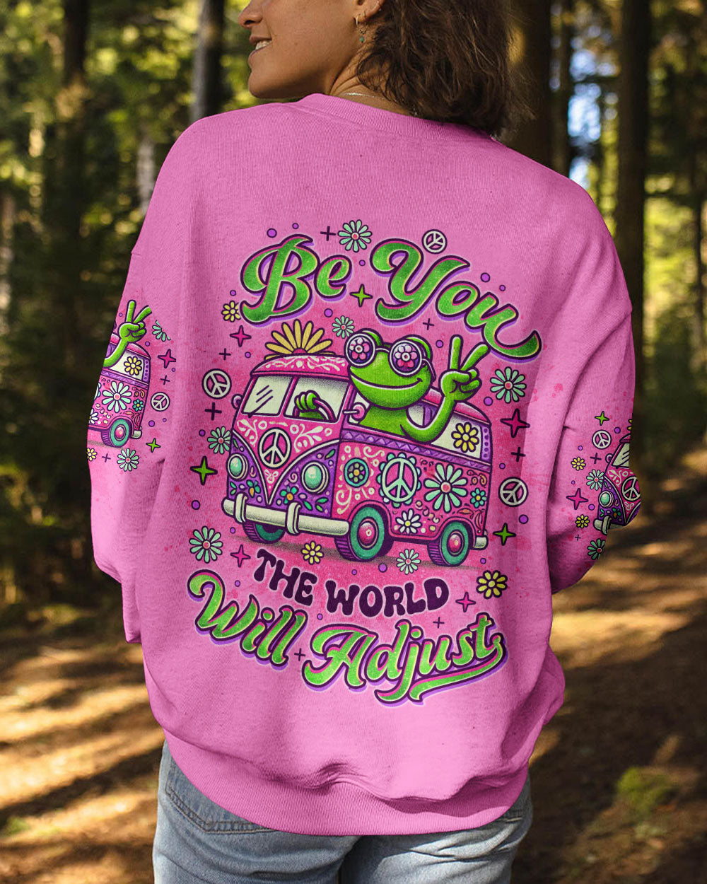 BE YOU THE WORLD WILL ADJUST FROG BUS ALL OVER PRINT - TLNO1810242