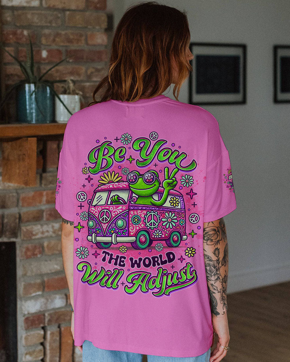 BE YOU THE WORLD WILL ADJUST FROG BUS ALL OVER PRINT - TLNO1810242