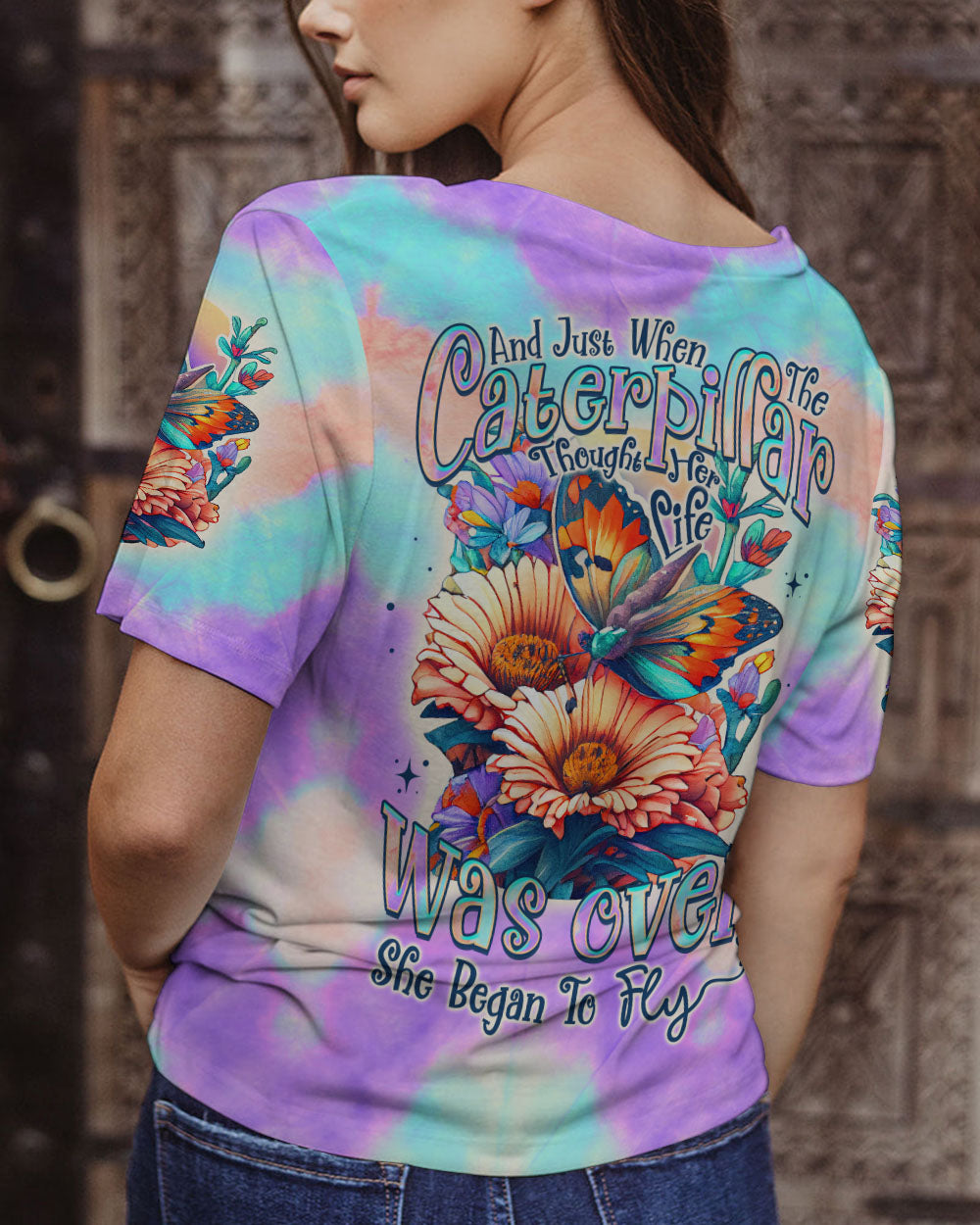 SHE BEGAN TO FLY BUTTERFLY ALL OVER PRINT - TLNO1906231