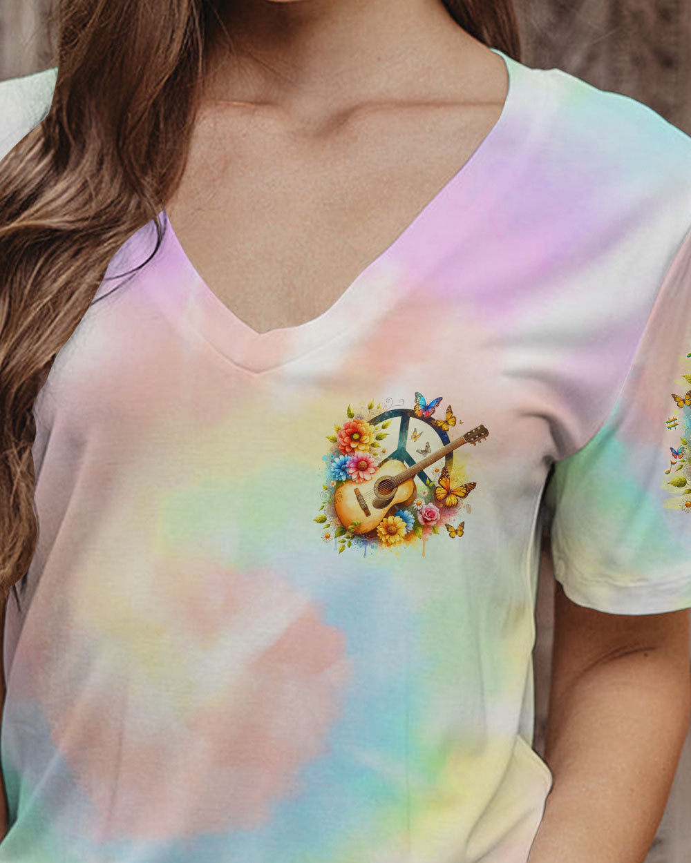 PEACE LOVE ROCK'N ROLL GUITAR ALL OVER PRINT - TLNO2005242