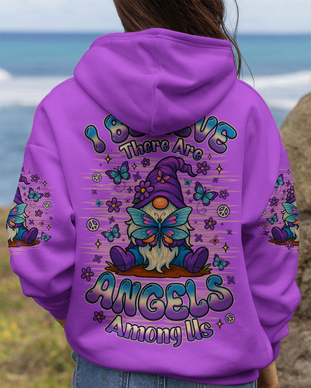 I BELIEVE THERE ARE ANGELS AMONG US GNOME BUTTERFLY ALL OVER PRINT - TLNO2111251