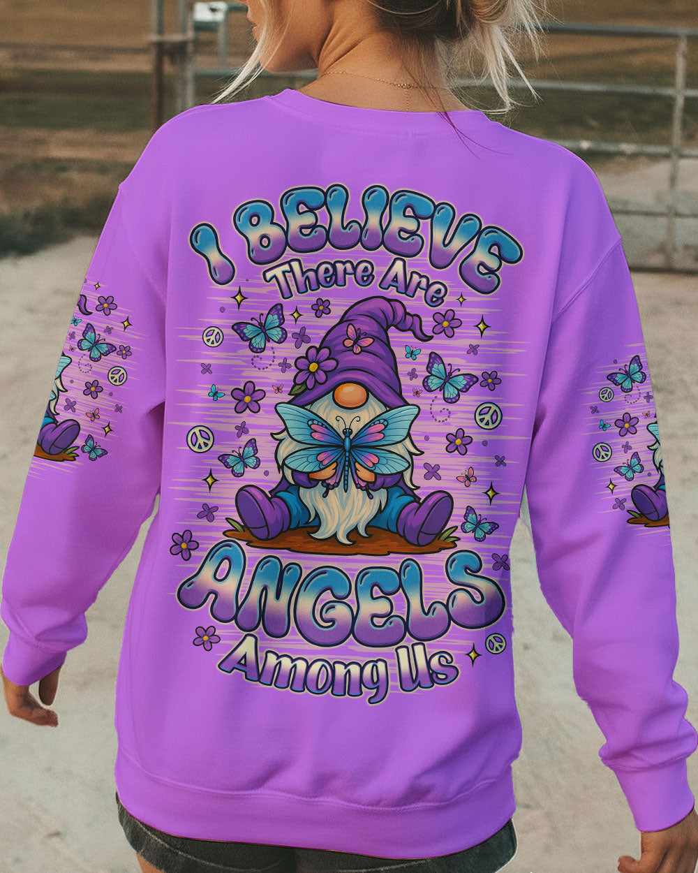I BELIEVE THERE ARE ANGELS AMONG US GNOME BUTTERFLY ALL OVER PRINT - TLNO2111251