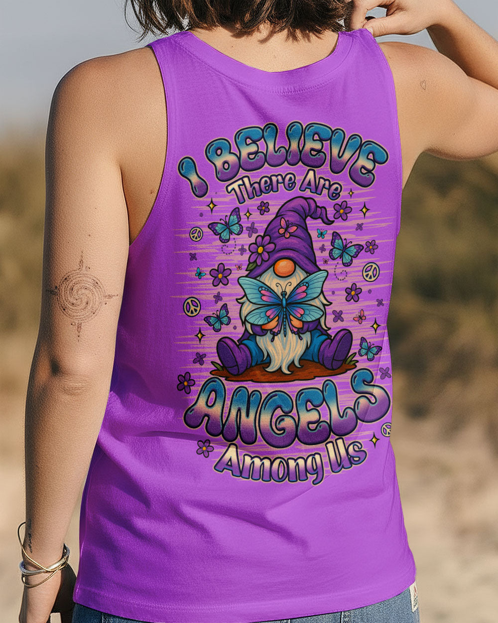 I BELIEVE THERE ARE ANGELS AMONG US GNOME BUTTERFLY ALL OVER PRINT - TLNO2111251