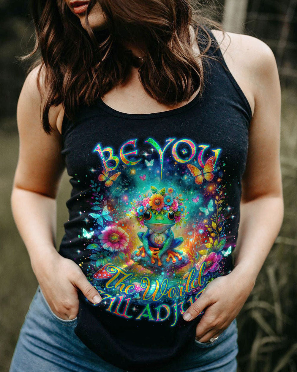 BE YOU THE WORLD WILL ADJUST FROG ALL OVER PRINT - TLNO22012243