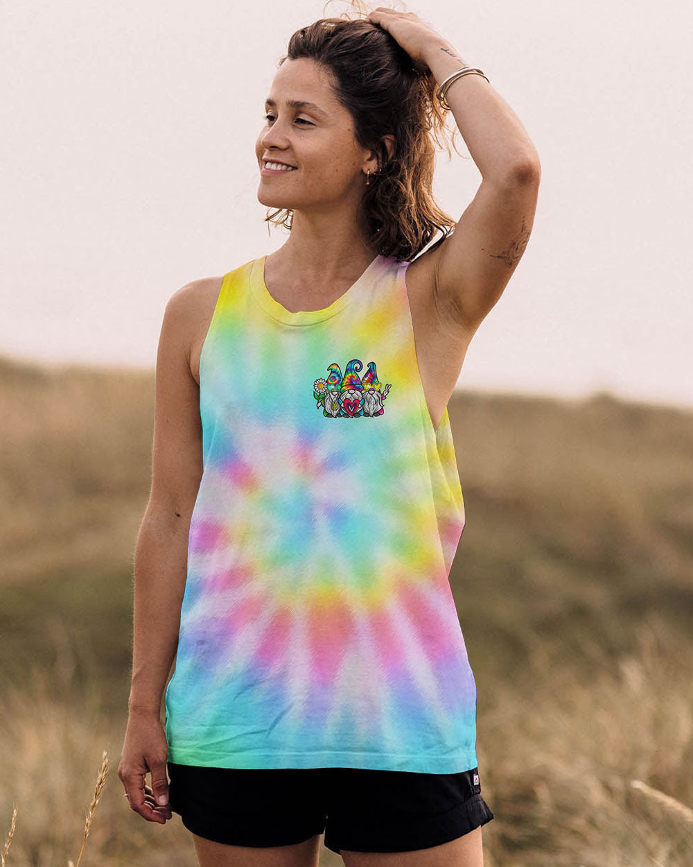 DON'T WORRY BE HIPPIE TIE DYE GNOME ALL OVER PRINT - TLNO2205241